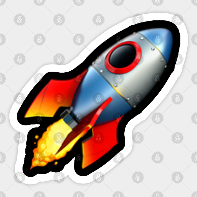 Pixelated Rocket Emoji Rocket Sticker TeePublic